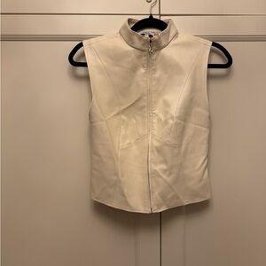 Miaou Ivory Zip-Front Sleeveless Leather Vest